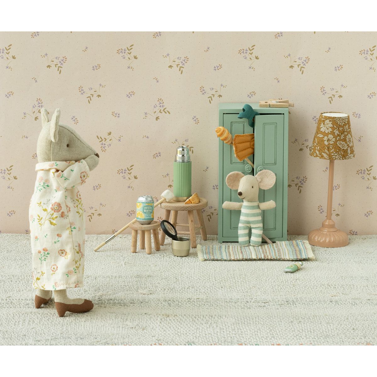 Maileg Wooden Closet, Mouse - Soft blue