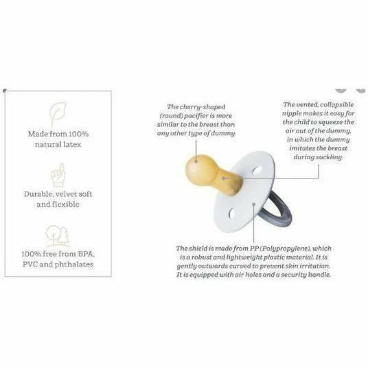 BIBS USA- Natural Rubber Pacifier 2 Pack - Baby Blue/White