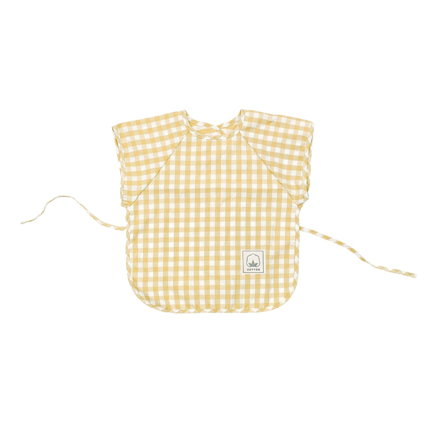 Classic Gingham Style Short-Sleeve Baby Smock in Lemon