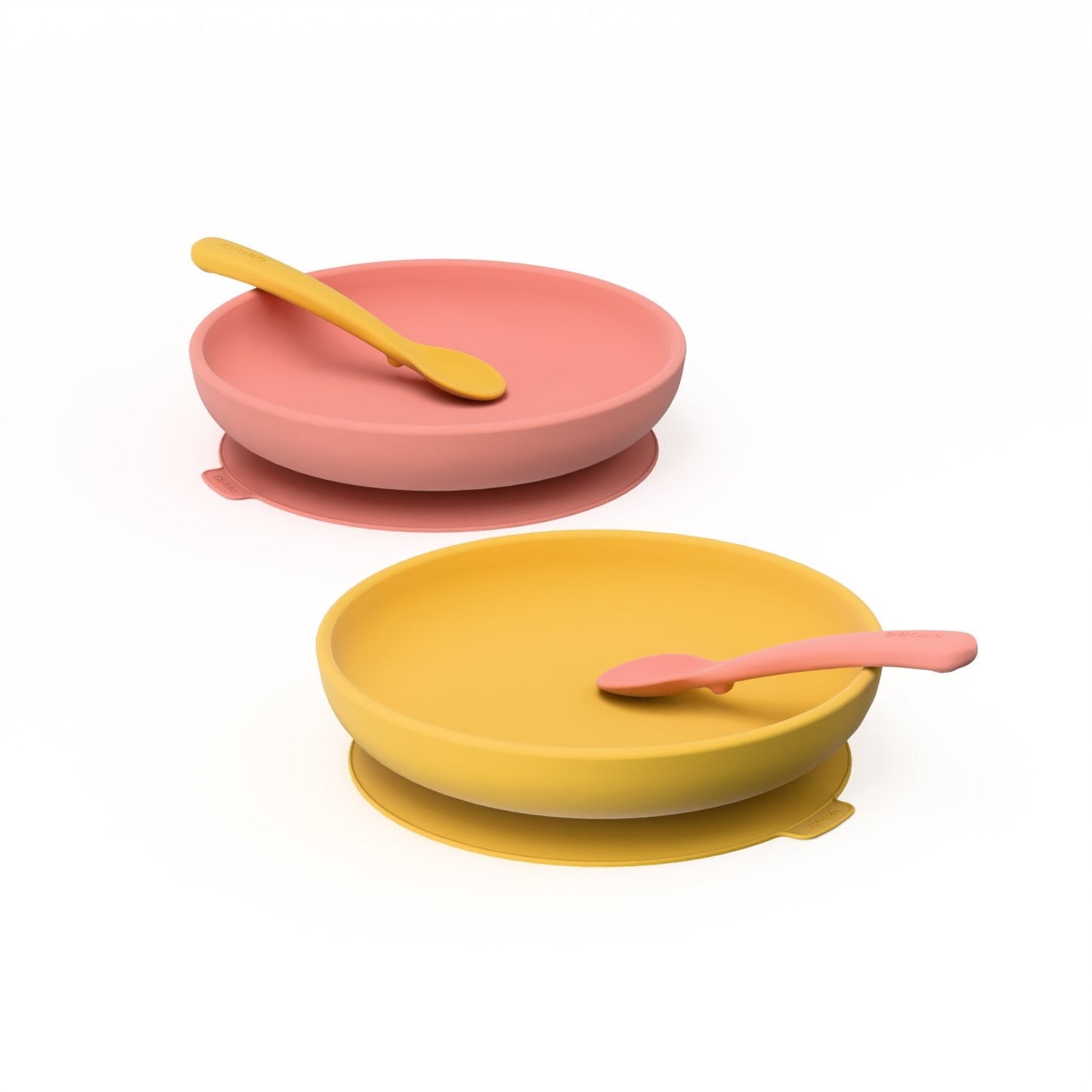 Silicone Suction Baby Plate Set - Mimosa / Coral