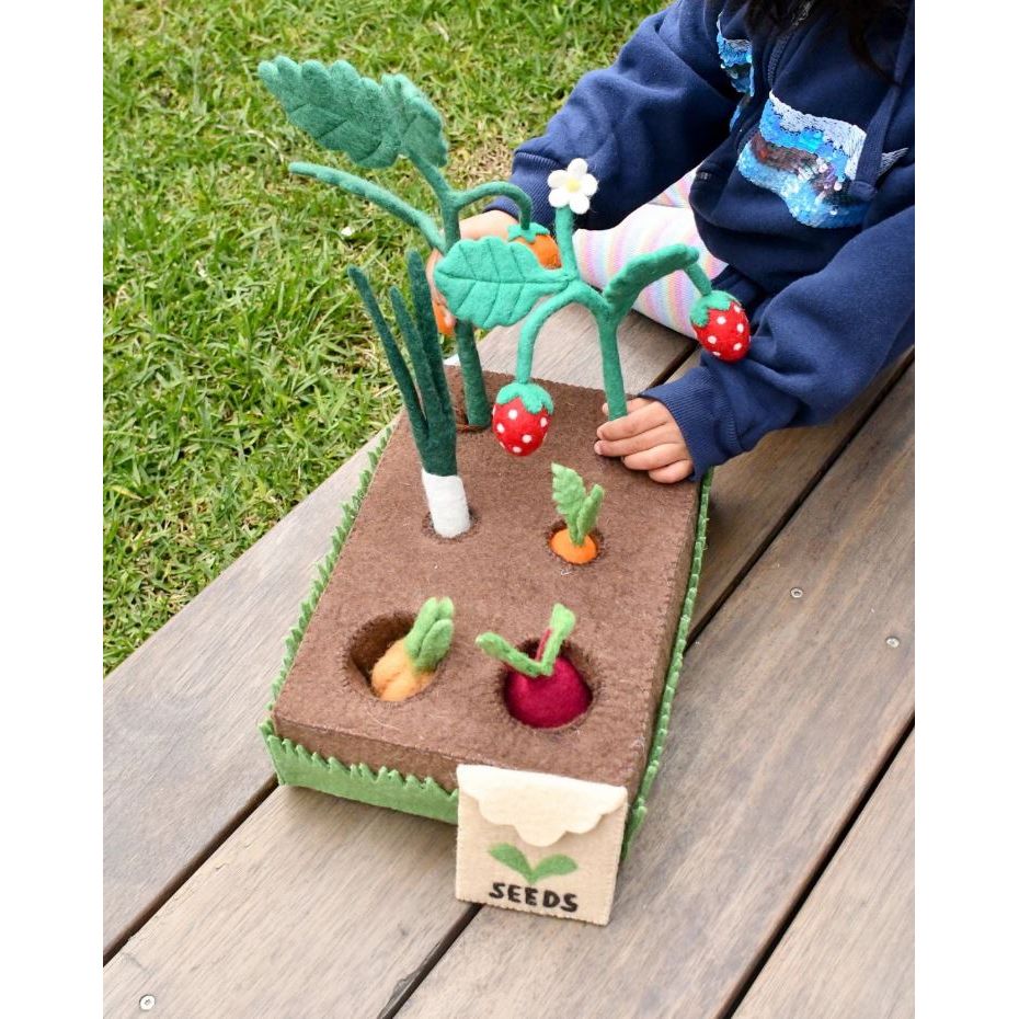Tara Treasures Grow Your Own Garden - Felt Planter Box with Sprouts and Vegetables