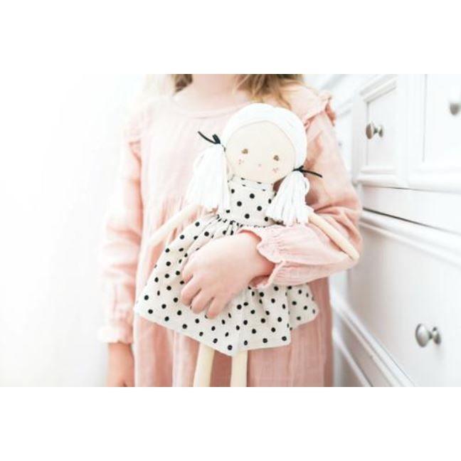 Alimrose Frankie Doll- Black Linen Spot
