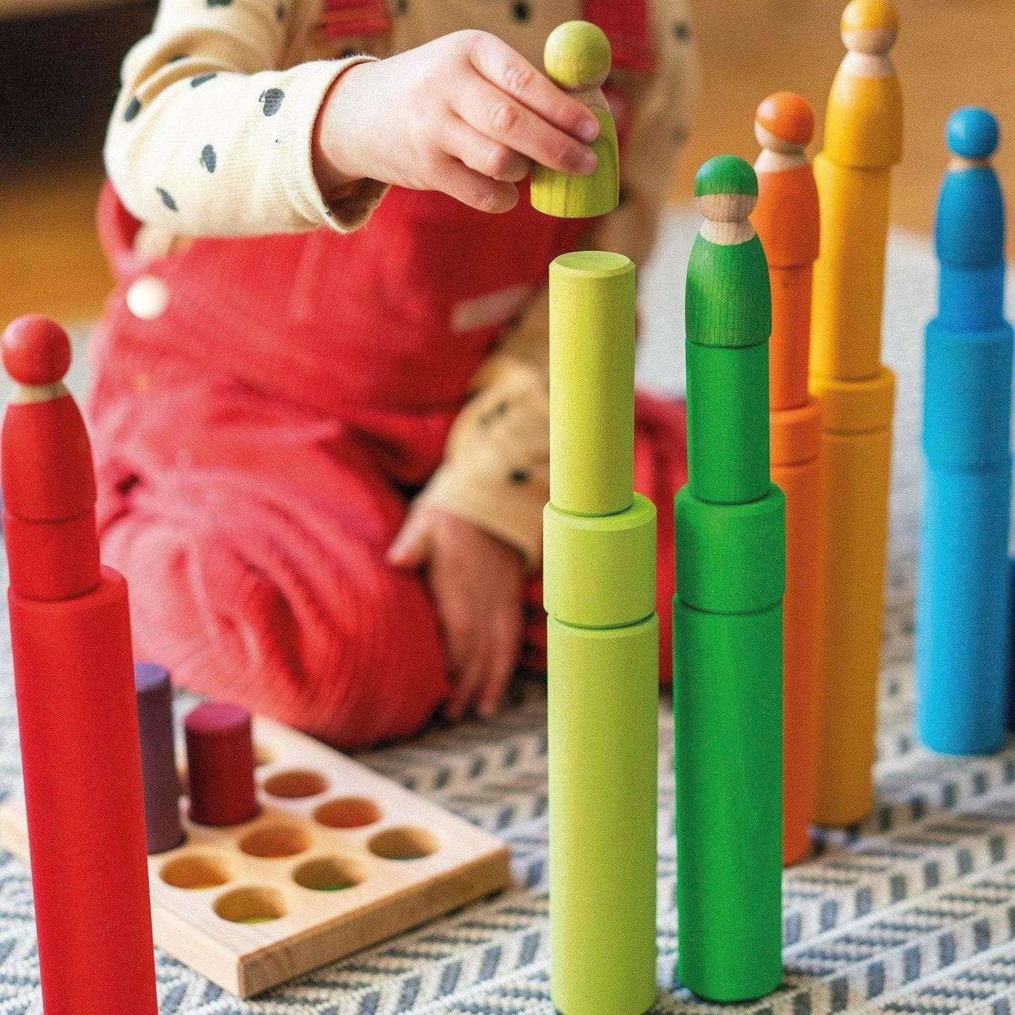 Grimm's Stacking Game Small Rollers Rainbow
