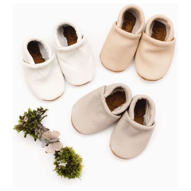Starry Knight Neutrals Leather Loafers Infant Baby Booties - Milk