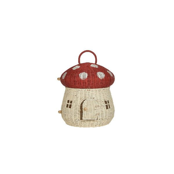 Olli Ella Rattan Mushroom Dollhouse- Red