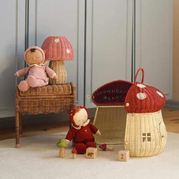 Olli Ella Rattan Mushroom Dollhouse- Red