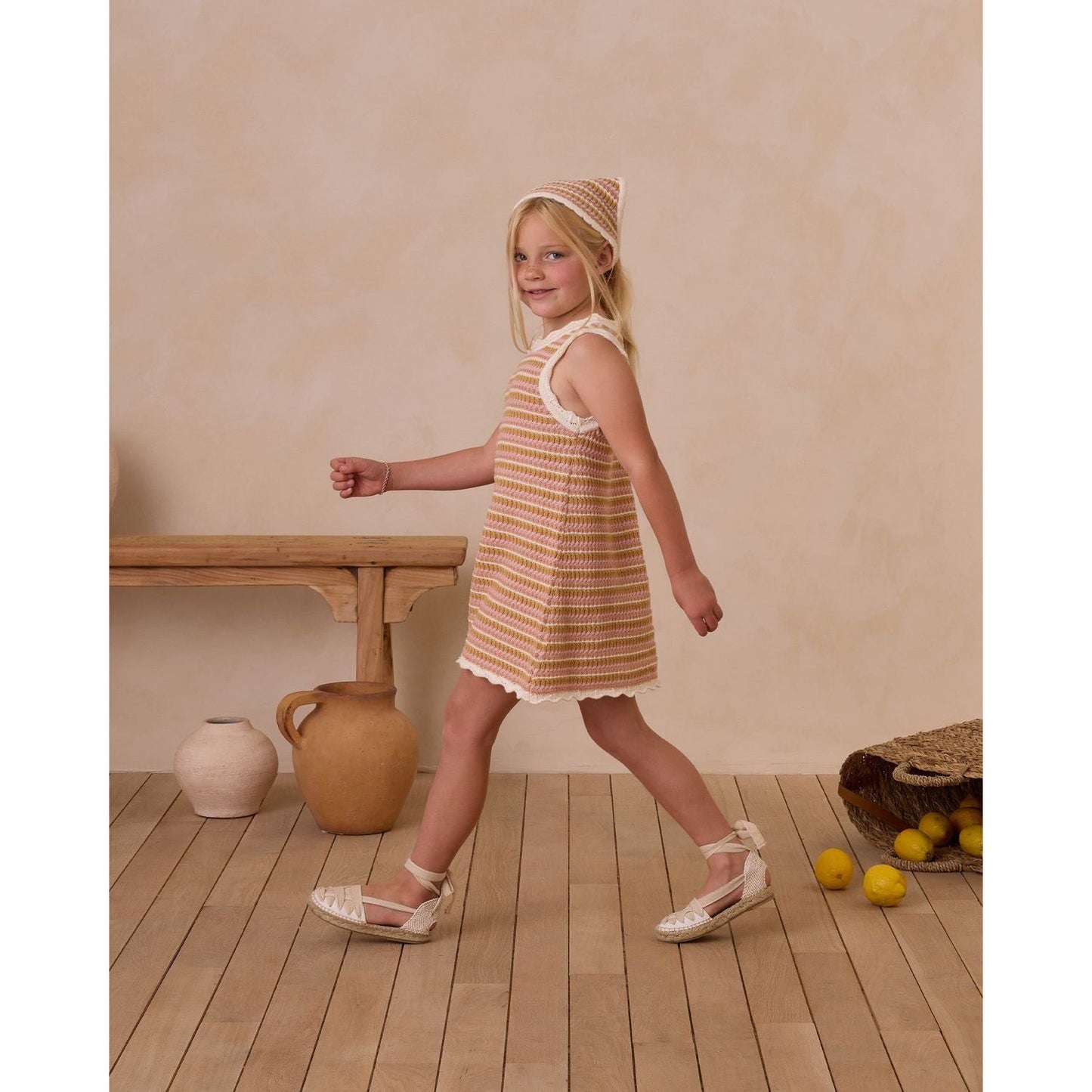 Rylee + Cru Crochet Tank Mini Dress - Pink Stripe