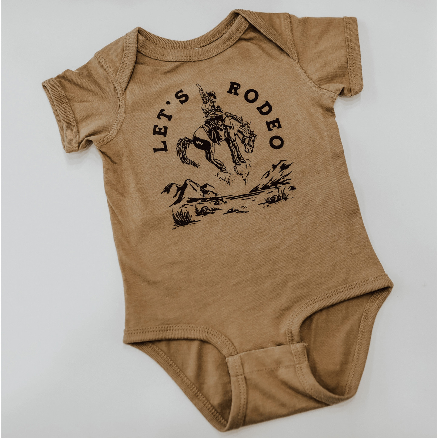 The Montana Scene- Let's Rodeo Onesie, Coyote Brown