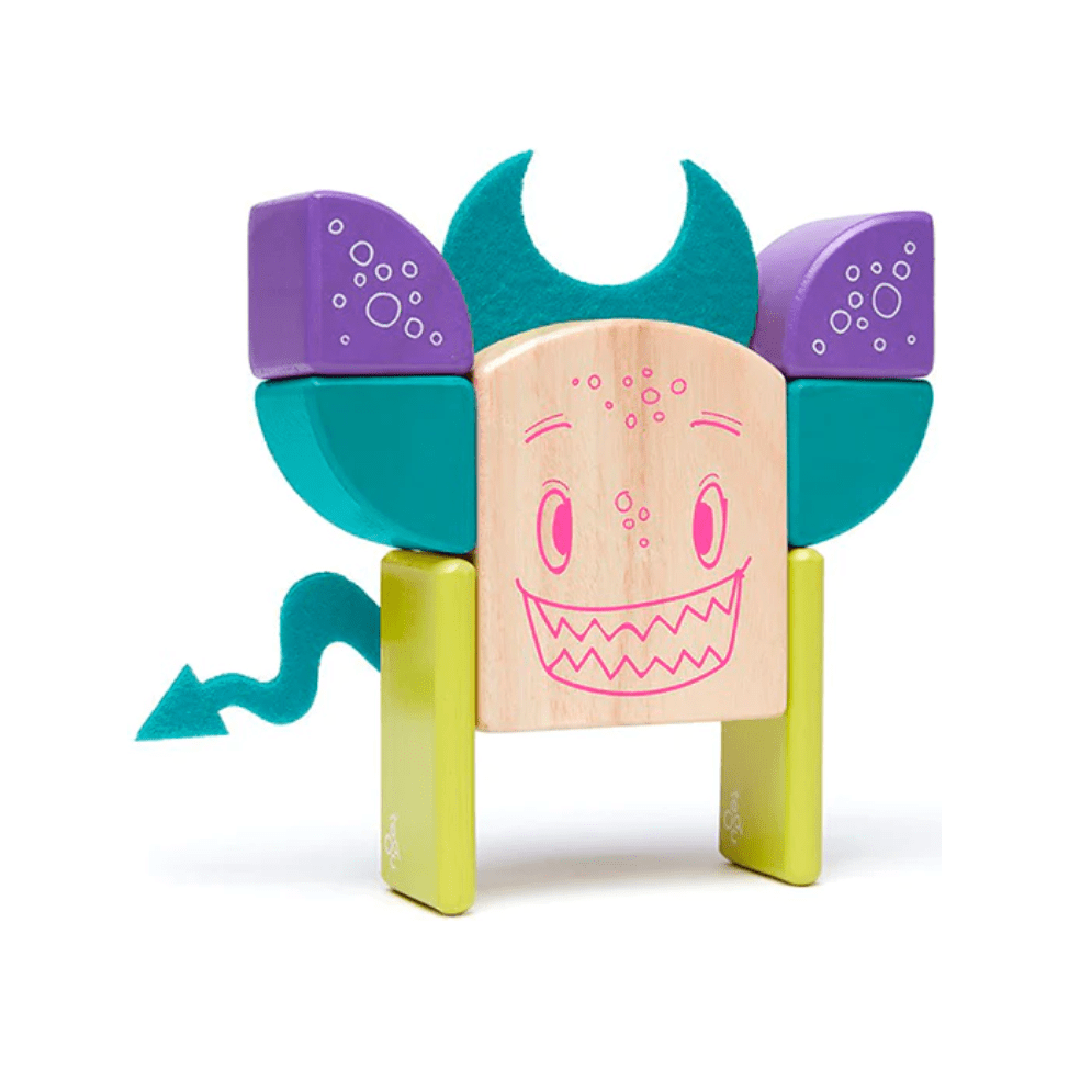 Tegu- Pip Magnetic Wooden Blocks Sticky Monsters, 8 pieces