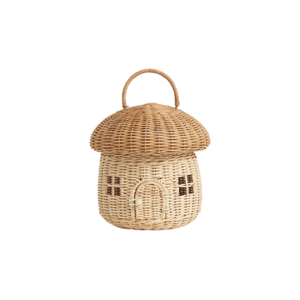 Olli Ella Rattan Mushroom Basket- Straw