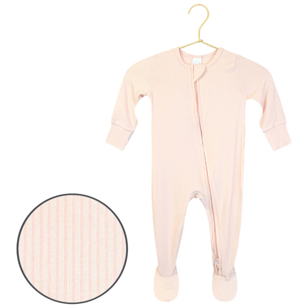 Lou Lou & Company Zippered Footie- Rosie Ribbed