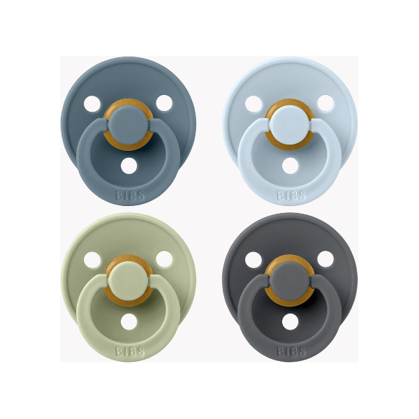 BIBS Colour Pacifier 4 Pack- Petrol/ Sage/ Baby Blue/ Iron