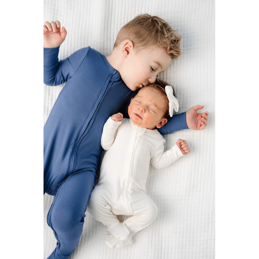 Lou Lou & Company Zippered Footie- Harrison Ribbed