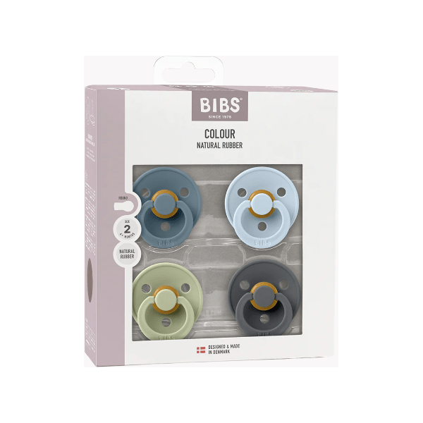 BIBS Colour Pacifier 4 Pack- Petrol/ Sage/ Baby Blue/ Iron