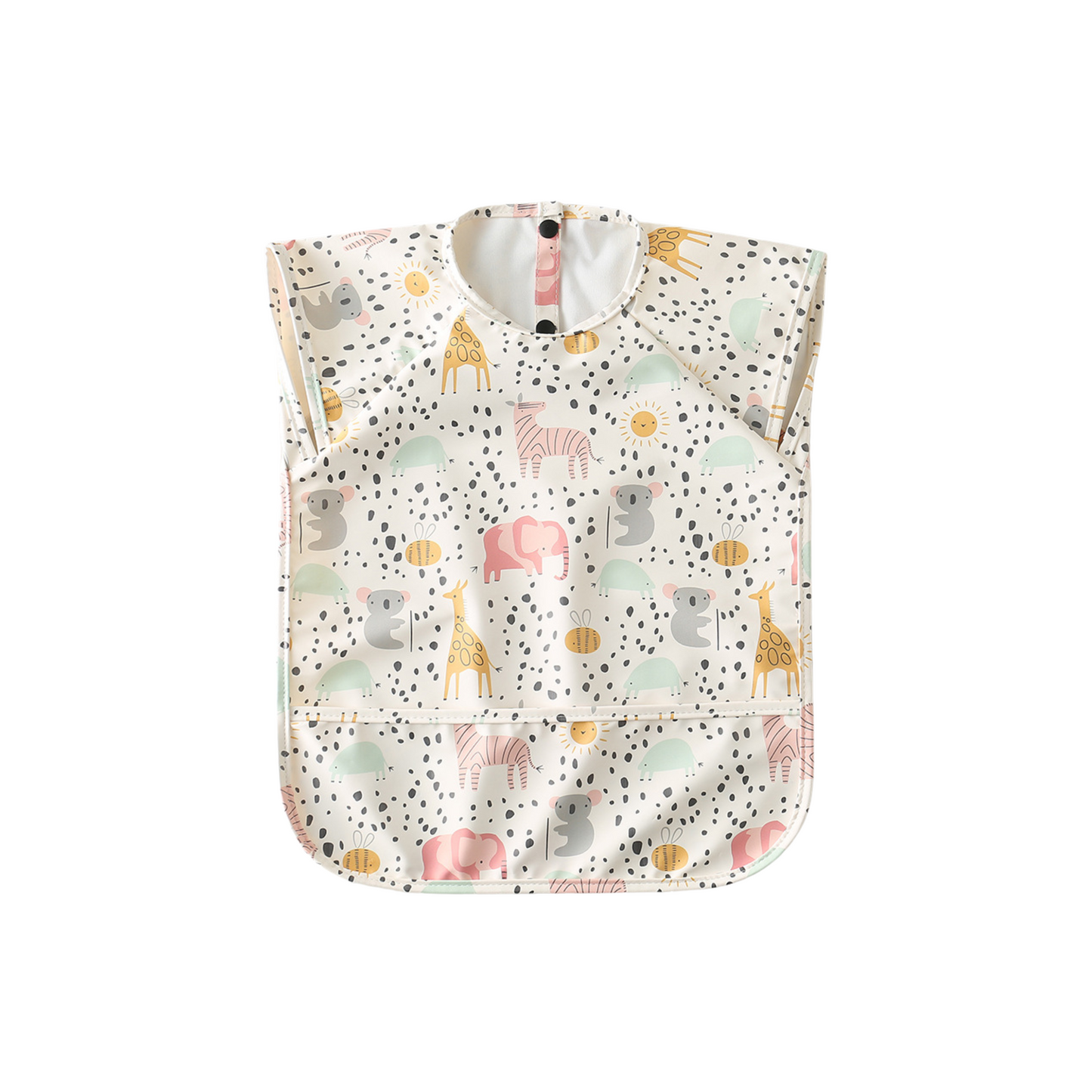 Waterproof Short Sleeve Baby Smock Bib in Spot the Koala