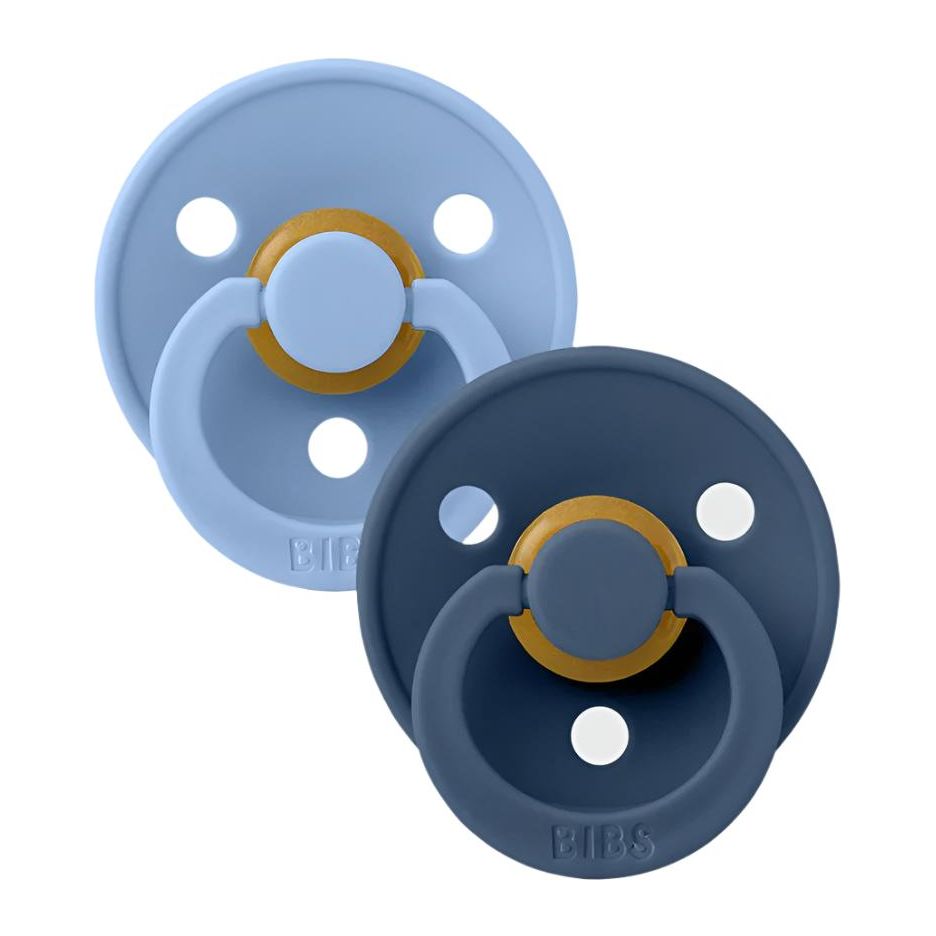 BIBS USA- Natural Rubber Pacifier 2 Pack - Sky Blue/Steel Blue
