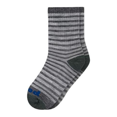 Pacas Kids' Crew Socks - Charcoal/ Gray Stripes