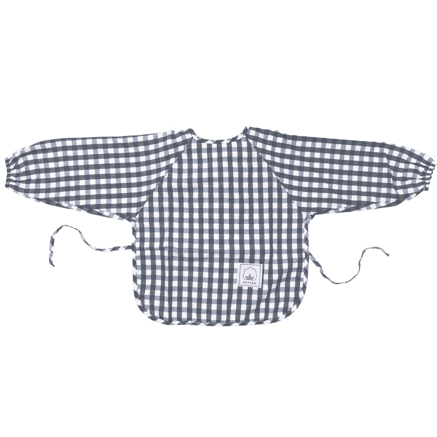 Classic Gingham Style Long-Sleeve Baby Smock in Navy Blue