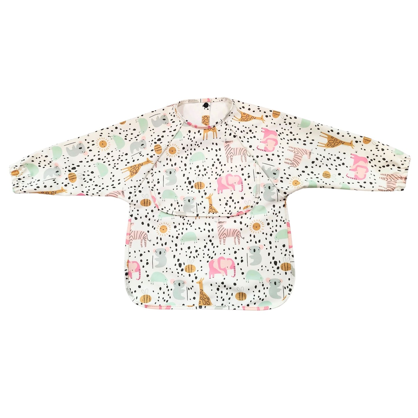 Waterproof Long Sleeve Baby Smock Bib in Spot The Koala