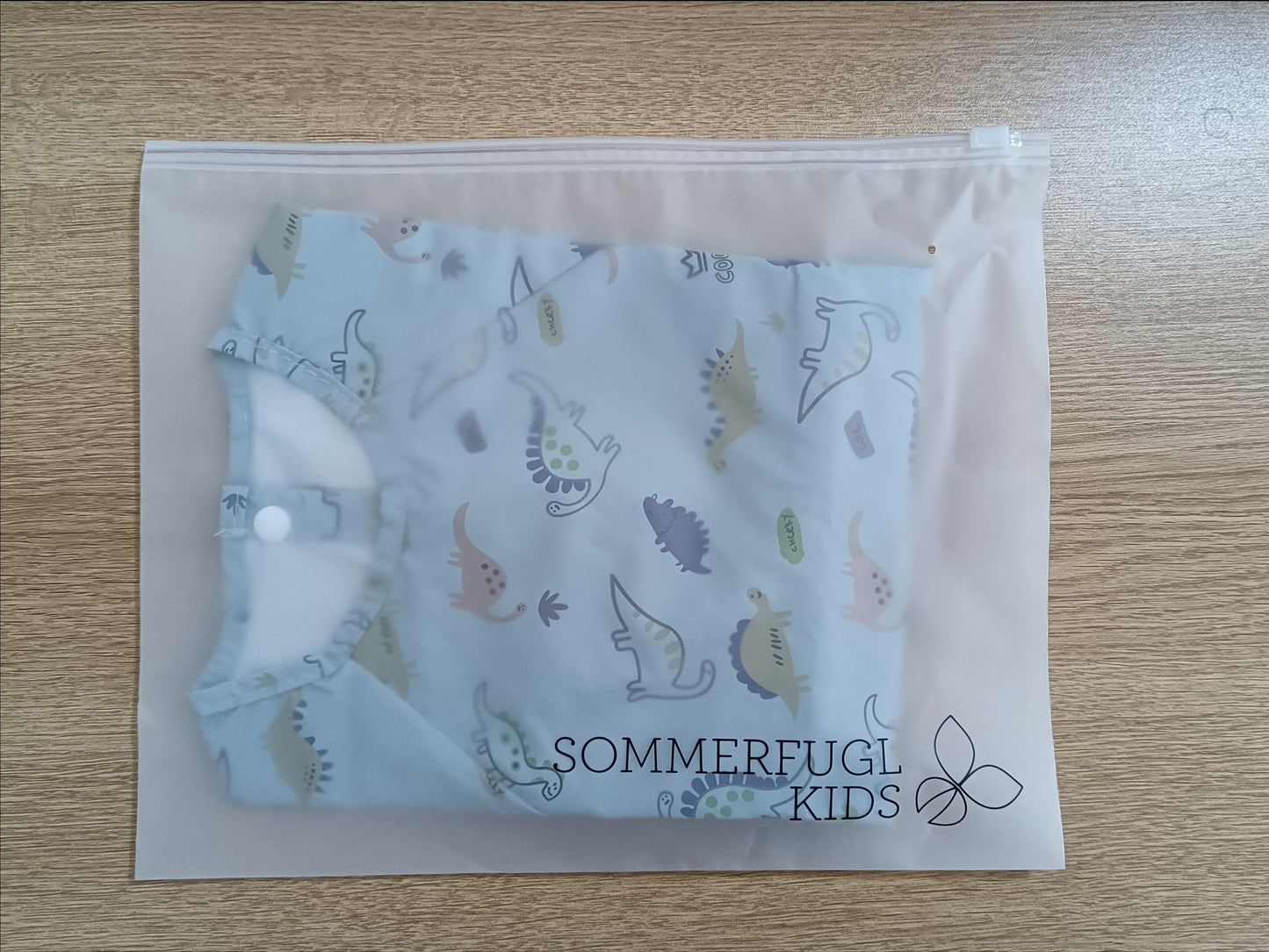 Waterproof Long Sleeve Baby Smock Bib in Jurassic Blue