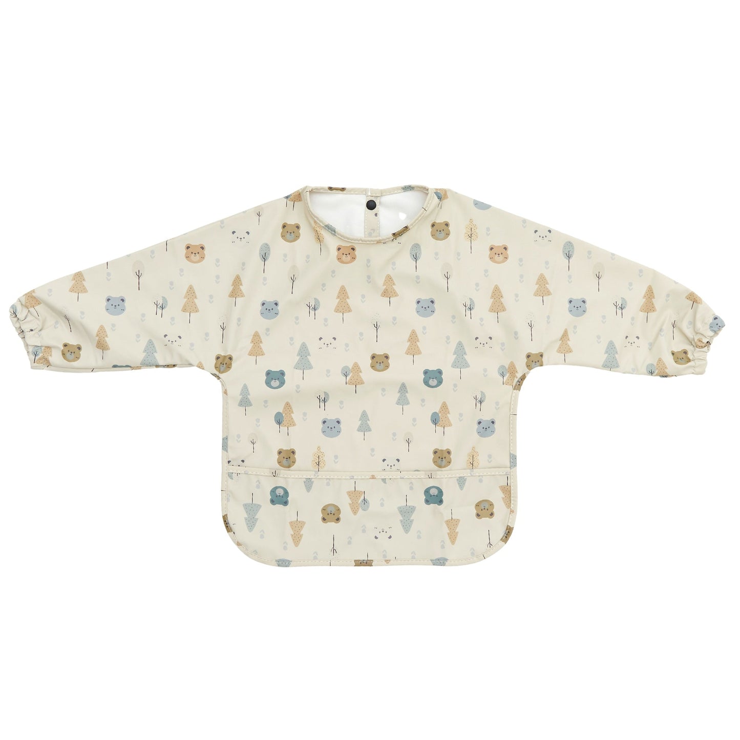 Waterproof Long Sleeve Baby Smock Bib in Woodland Cubs