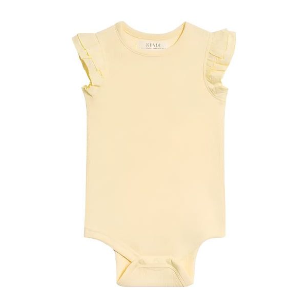 Colored Organics Maggie Ribbed Bodysuit with Eyelet Ruffle - Butter