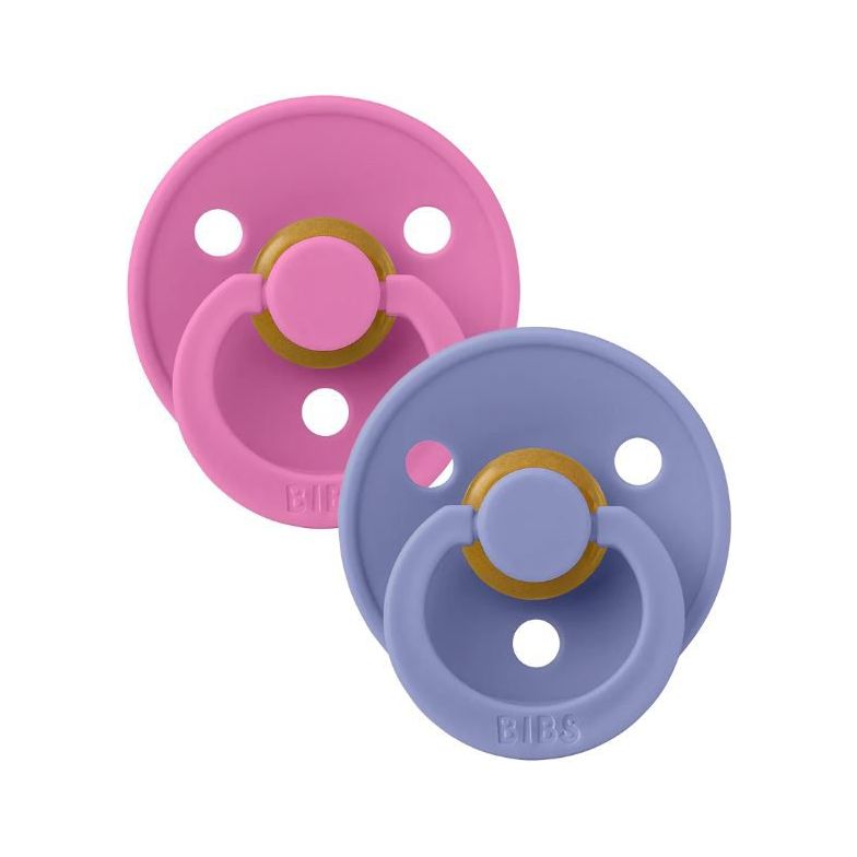 BIBS USA- Natural Rubber Pacifier 2 Pack - Bubblegum/Peri
