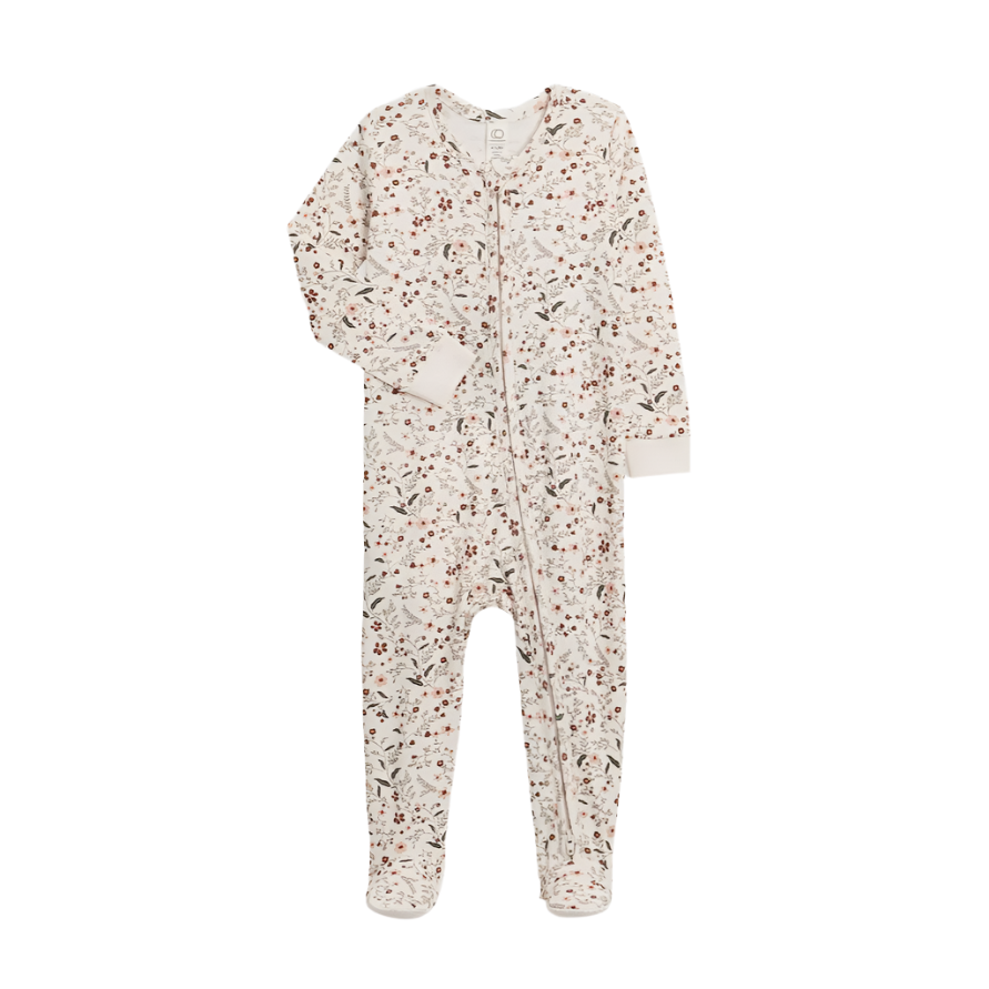 Colored Organics Peyton Footed Sleeper- Hailey Floral/ Fawn