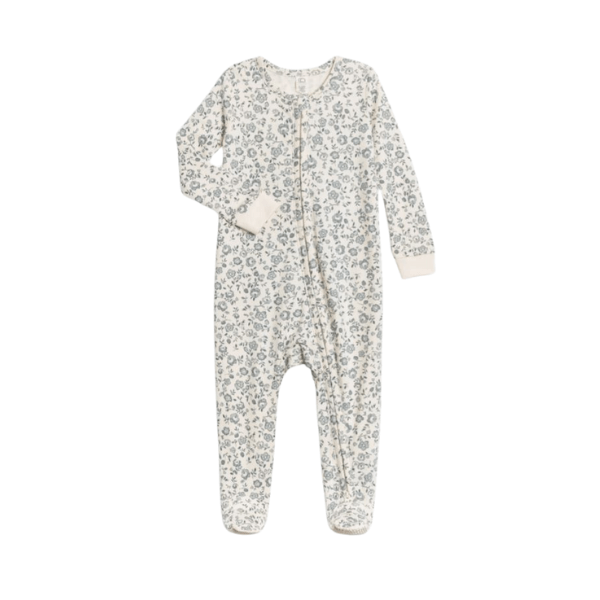 Colored Organics Peyton Footed Sleeper- Lena Floral / Mist