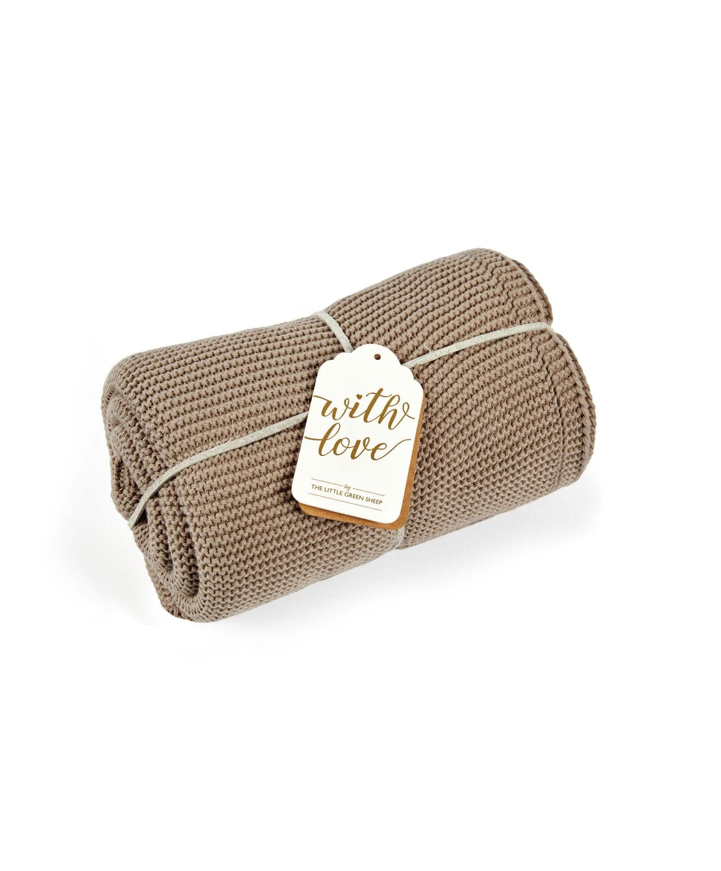 Little Green Sheep Organic Knitted Cellular Baby Blanket - Truffle