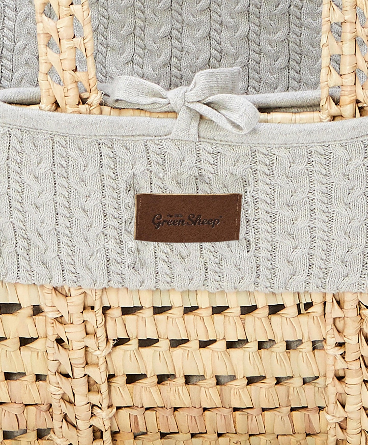 Little Green Sheep Natural Knitted Moses Basket & Mattress - Dove