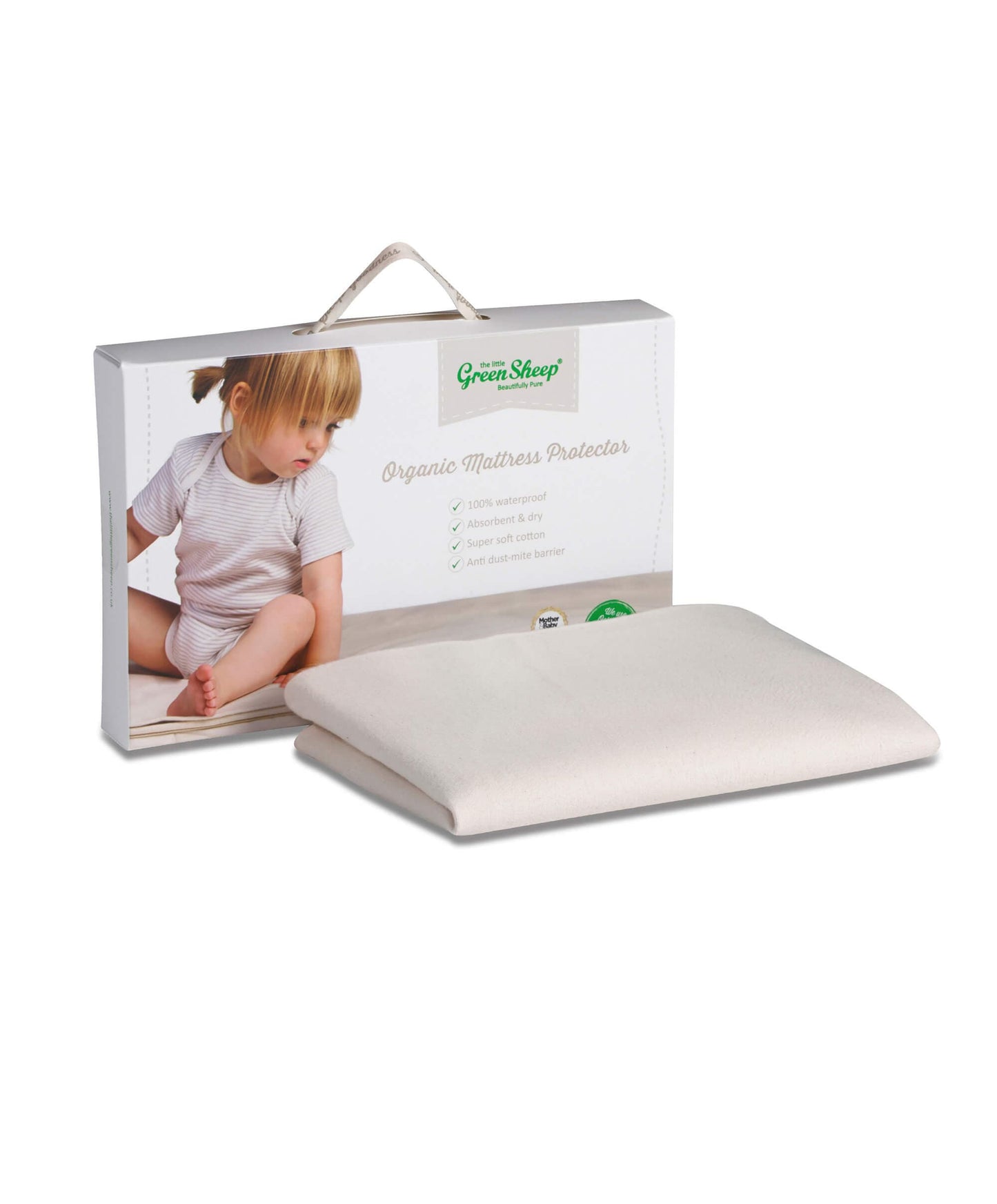 The Little Green Sheep Organic Moses Basket / Pram Mattress Protector in Natural White