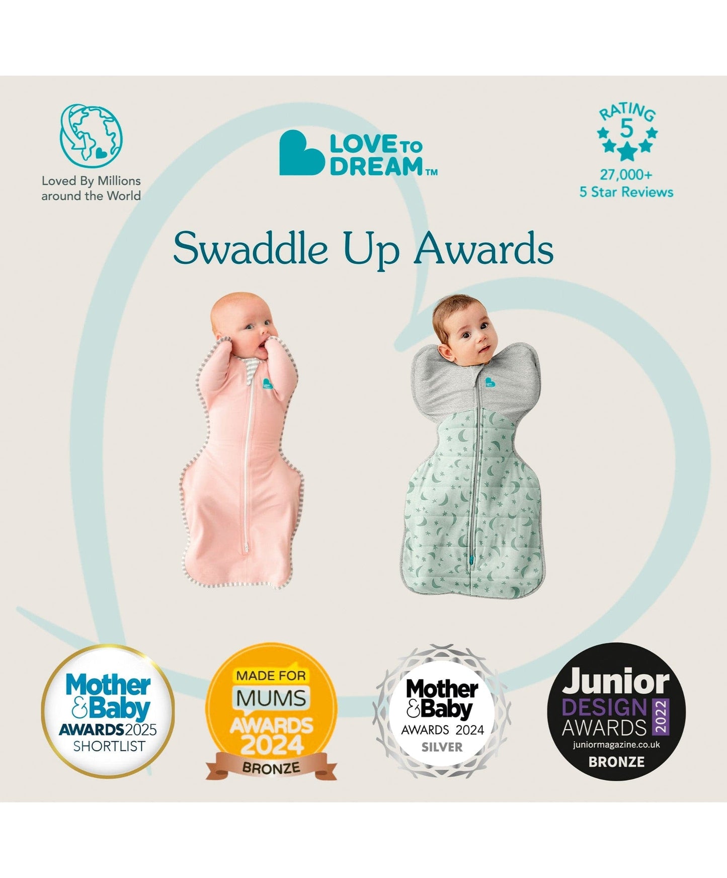 Love to Dream Swaddle Up™ Small/8 - 13lbs(1.5 Tog) - Mini Cloud White