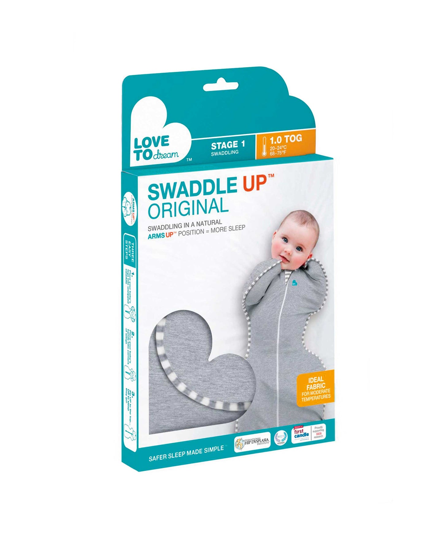 Love To Dream Swaddle Up™ Small/8 - 13lbs (1.0 Tog) - Grey