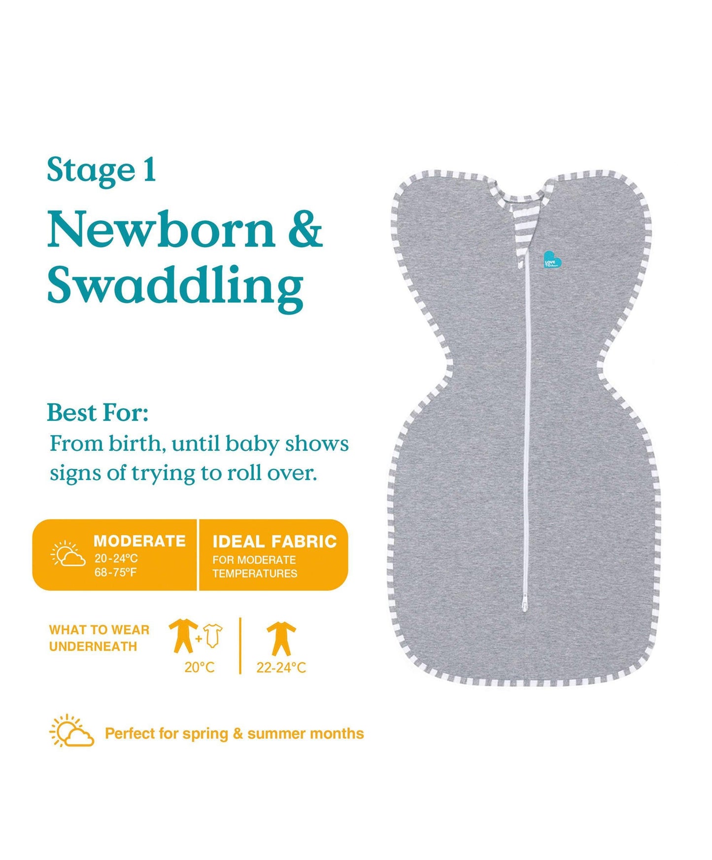Love To Dream Swaddle Up™ Medium/13 - 19lbs (1.0 Tog) - Grey