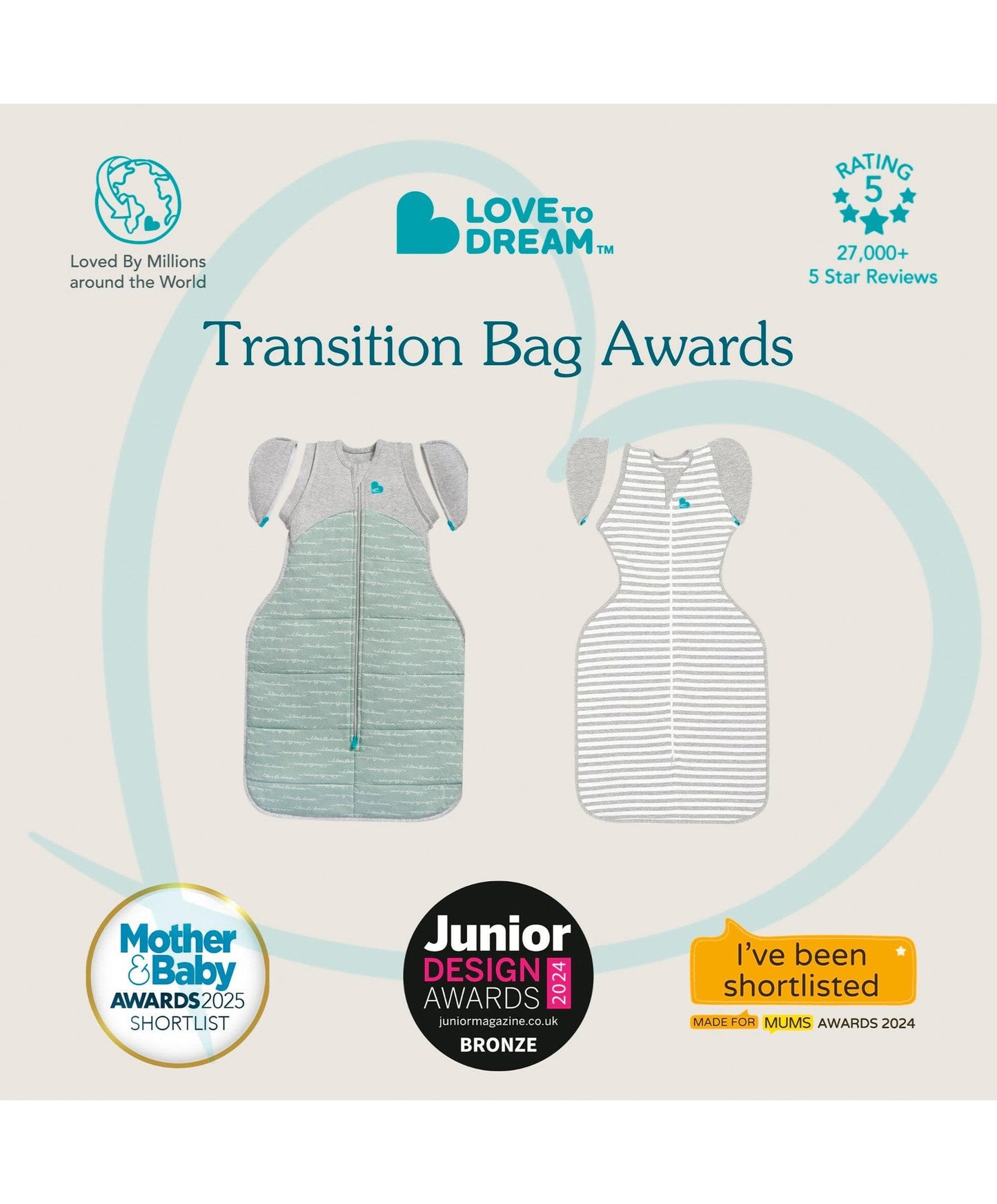Love to Dream Swaddle Up™ Transition Bag Medium/13-19lbs (1.5 Tog) - Mini Cloud White