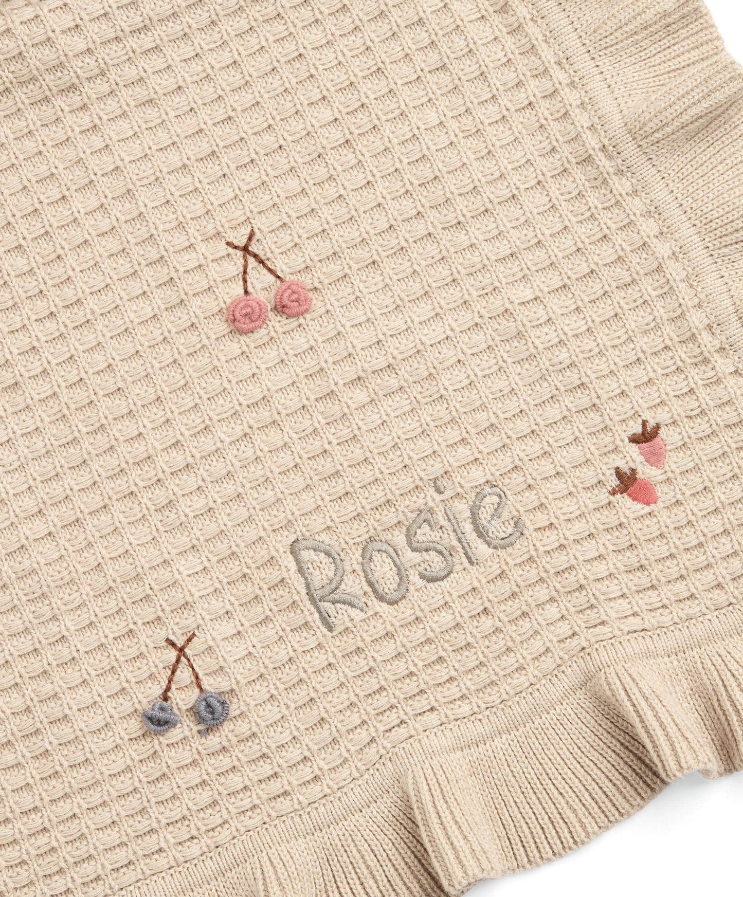 Knitted Blanket - Berry Frill