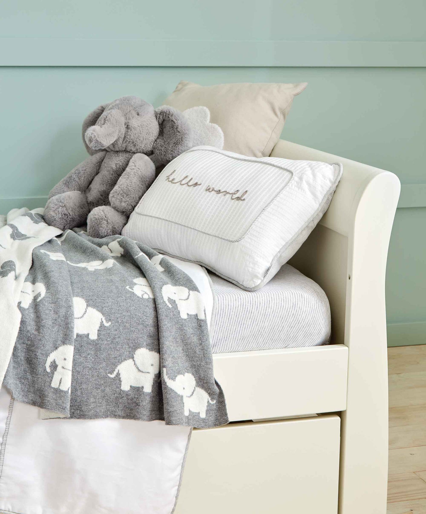 Knitted Blanket - Welcome to the World Elephant - Grey