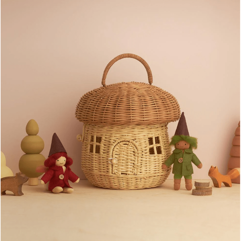 Olli Ella Rattan Mushroom Basket- Straw