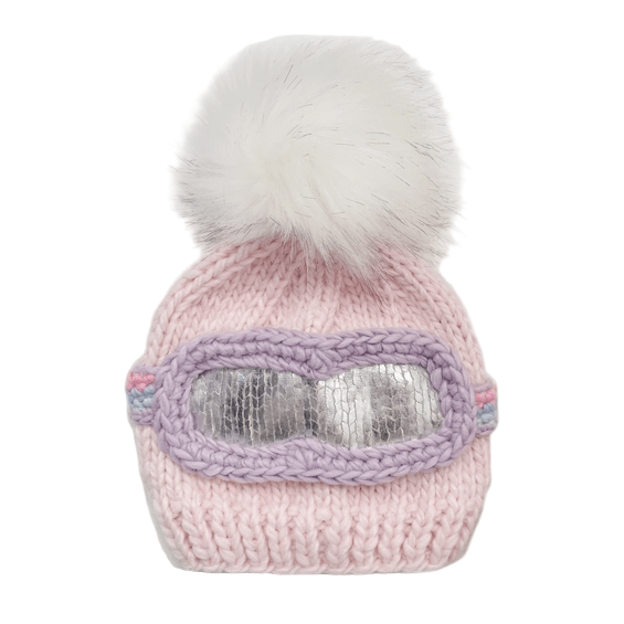 Blueberry Hill Ski Goggles Hat, Baby Pink - Baby & Kids Christmas Hat
