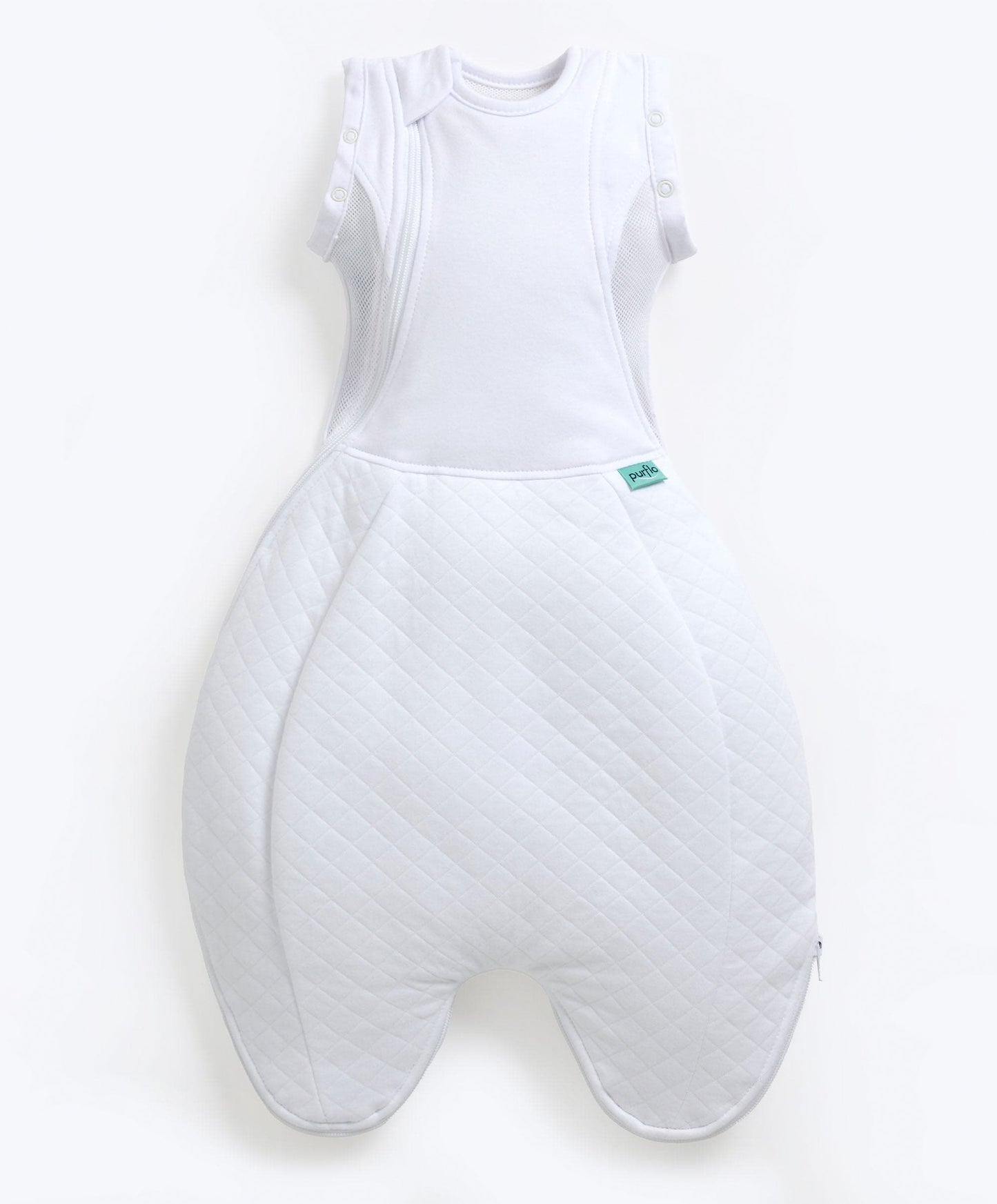 Purflo Swaddle to Sleepbag 0-4 Months (2.5 Tog) - White