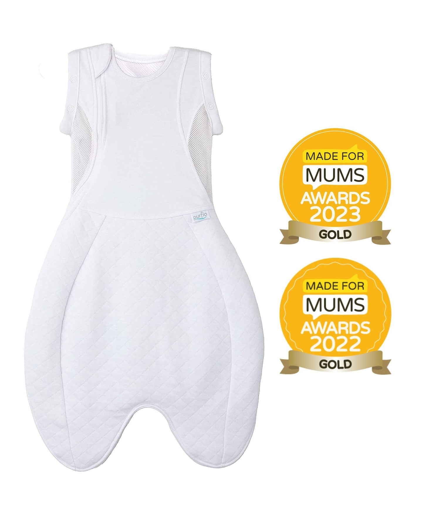 Purflo Swaddle to Sleepbag 0-4 Months (2.5 Tog) - White