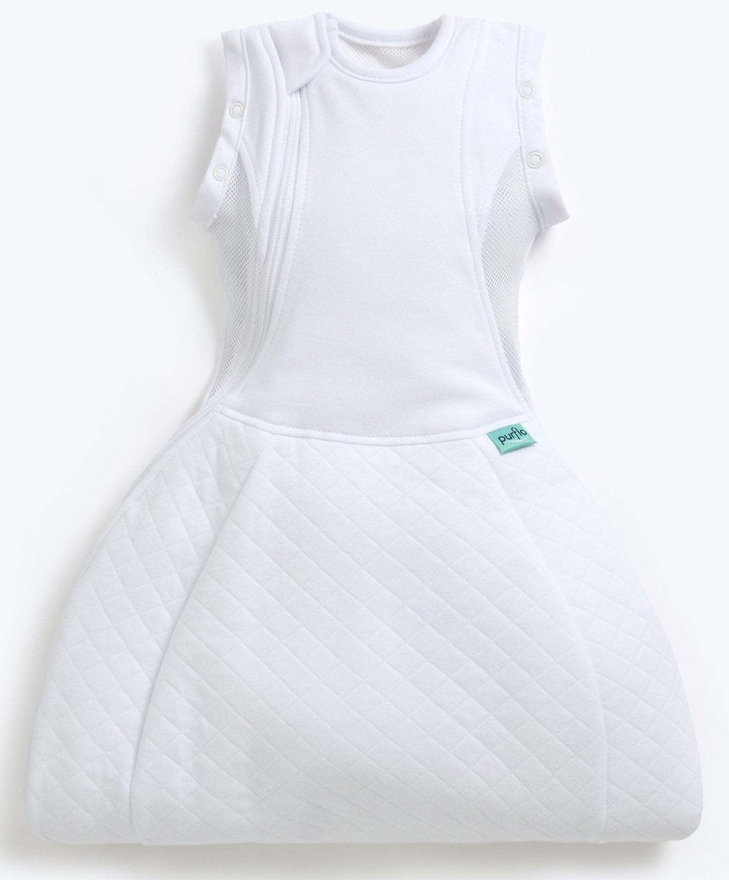 Purflo Swaddle to Sleepbag 0-4 Months (2.5 Tog) - White
