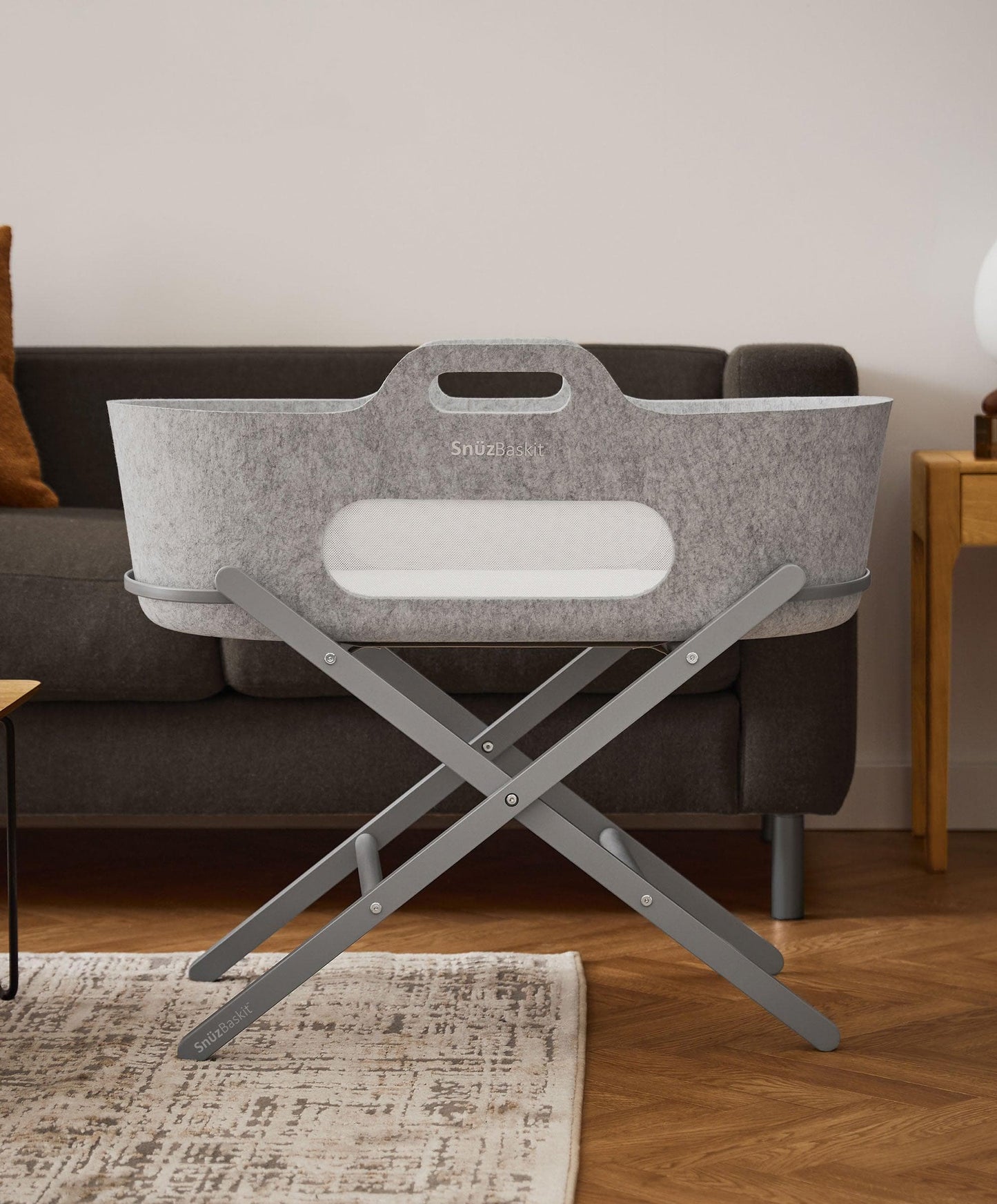 SnuzBaskit Moses Basket & Stand - Light Grey/Dove