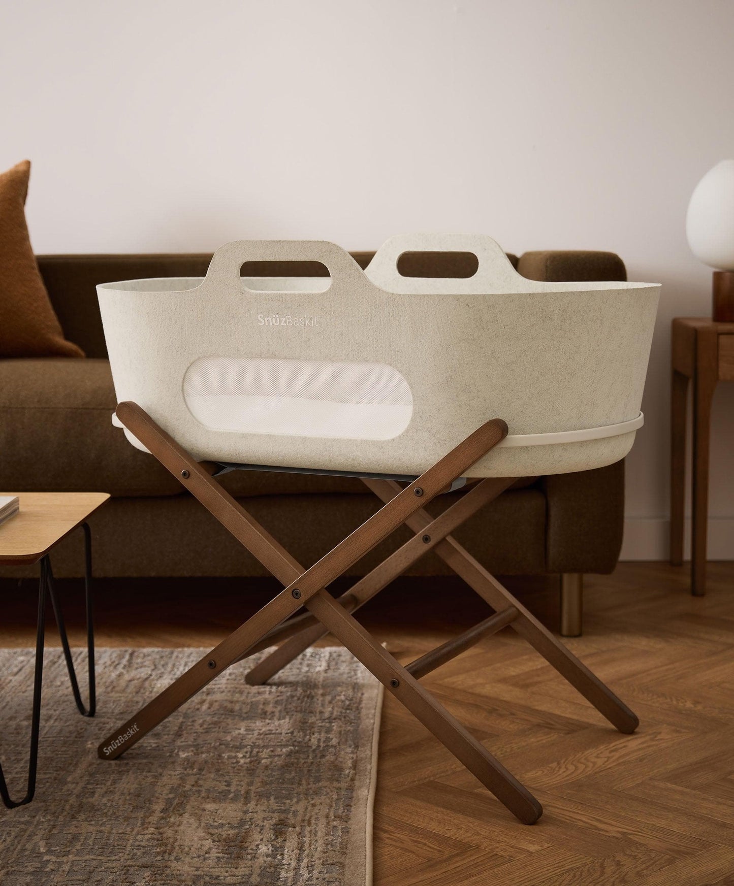 SnuzBaskit Moses Basket & Stand - Barley/Walnut