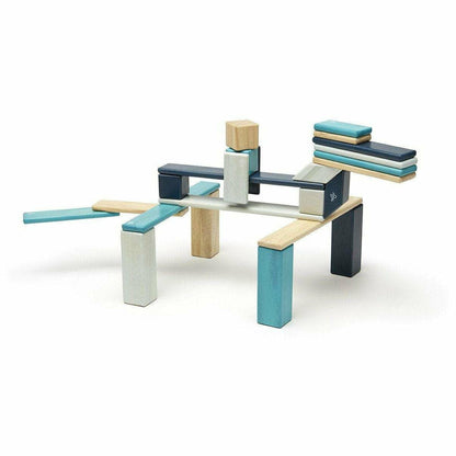 Tegu 24 Piece Magnetic Wooden Block Set: Blues