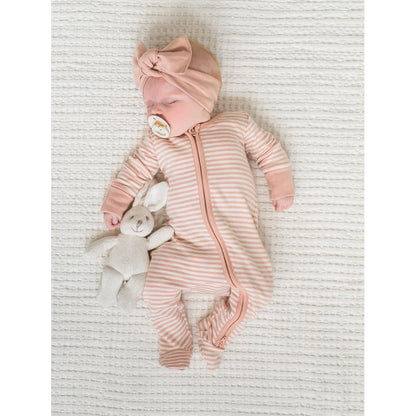Colored Organics Peyton Footed Sleeper- Blush Stripe