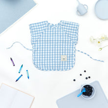 Classic Gingham Style Short-Sleeve Baby Smock in Sky Blue