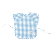 Classic Gingham Style Short-Sleeve Baby Smock in Sky Blue