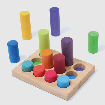 Grimm's Stacking Game Small Rollers Rainbow